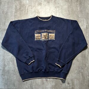 Vintage Croft and Barrow Nature Sweater Mens Medium Navy Blue